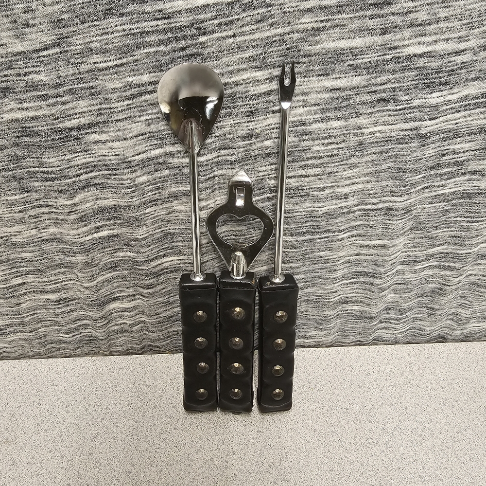 Vintage Stylish Bar Tool Set with Black Handles Made In Japan
